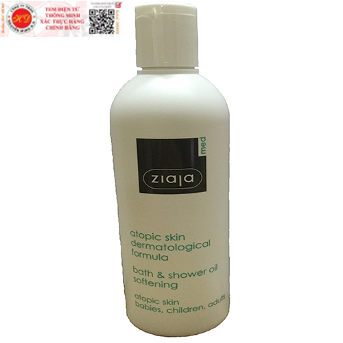 Dầu tắm mềm mịn da Ziaja Med  Atopic Dermatological Formula Bath & Shower  Oil Softening