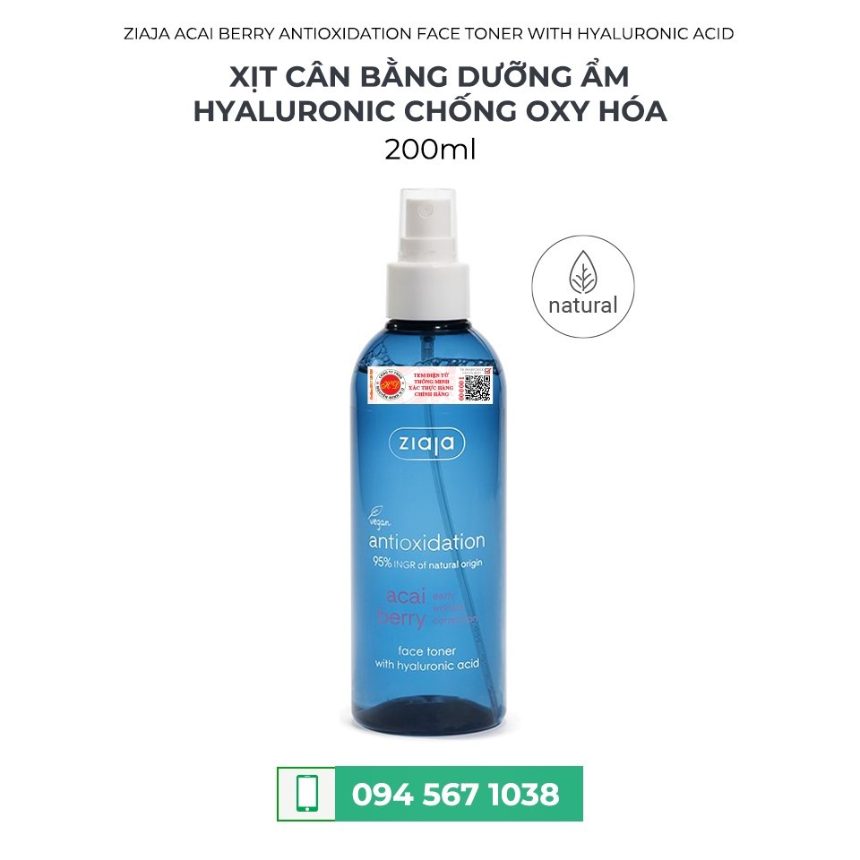 XỊT CÂN BẰNG DƯỠNG ẨM HYALURONIC CHỐNG OXY HÓA